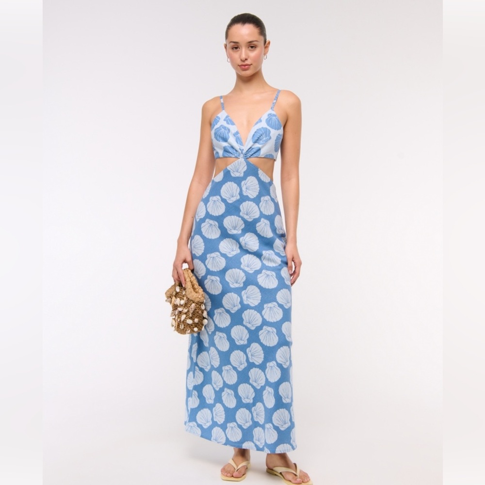 Abercrombie Julia cutout maxi dress blue shell XS never worn! MSRP $120